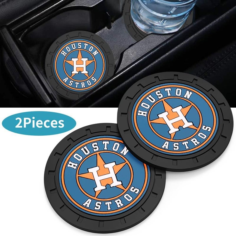 EMIJOY Astros Car Cup Holder Coasters for Baseball Fans,Huston Astros Car Coasters for Vehicle Drink Holder,Baseball Stuffs Huston Astros Car Cup Holder Insert,Souvenir/Gifts for Baseball Fans,Car Cup Mat - Image 2